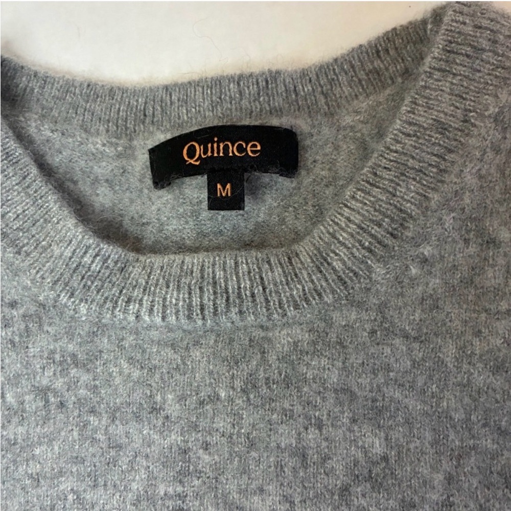 Quince Womens 100% Cashmere Crew Neck Sweater Heather Gray Luxury Medium Cozy - Picture 5 of 12